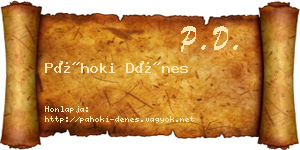 Páhoki Dénes névjegykártya